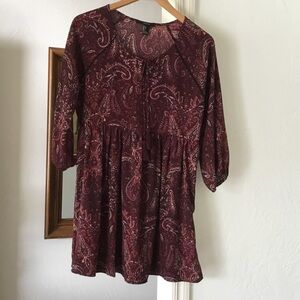 Forever 21 Burgundy Paisley Mini Dress